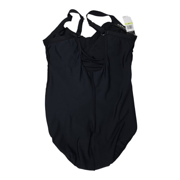 Jantzen Solid Surplice One Piece Swimsuit PLUS Size 18W Slimming Wrap Swim - Picture 8 of 13